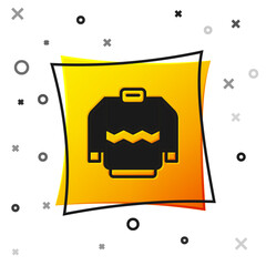 Poster - Black Sweater icon isolated on white background. Pullover icon. Sweatshirt sign. Yellow square button. Vector