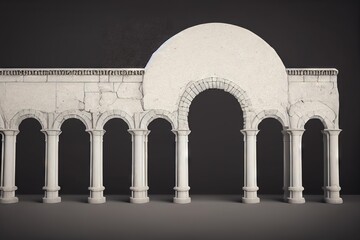 Sticker - High white columns in Greek style with medieval door., created with generative ai