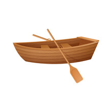 Wooden Boat Isolated On A White Background. Vector Illustration.