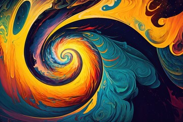 Canvas Print - abstract painting, with energy of the universe represented by swirling colors and shapes, created with generative ai