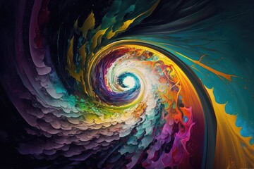 Poster - abstract painting, with energy of the universe represented by swirling colors and shapes, created with generative ai