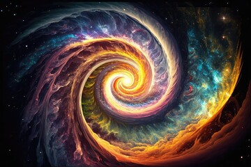 Wall Mural - energy of the universe in the form of a colorful and swirling vortex, created with generative ai