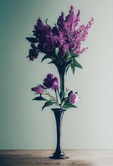 Sticker - Lilac green dried flowers bouquet in original vase on light background., created with generative ai