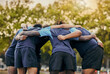 © Delcio/peopleimages.com - Diversity, team and men huddle in sports for support, motivation or goals outdoors. Man sport group and rugby scrum together for fitness, teamwork or success in collaboration before match or game