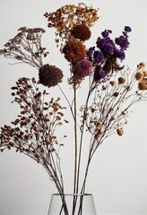 Wall Mural - Separate flowers for dried flowers bouquet on white background., created with generative ai