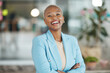 © A. Frank/peopleimages.com - Agency, office portrait and happy black woman, business leader or worker confident for startup company mission. Management, corporate person and African female, bank admin or professional consultant