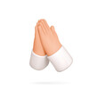 © Doloves - Hands prayer icon. 3d emoji praying hand. Palms folded gesture namaste, thank, help, please emoticon. Vector cartoon illustration for social media