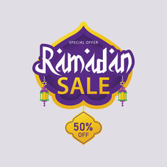 Wall Mural - Ramadan sale label badge banner template clipart