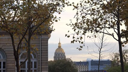 Wall Mural - Golden dome of Les Invalides at sunset in Paris, France