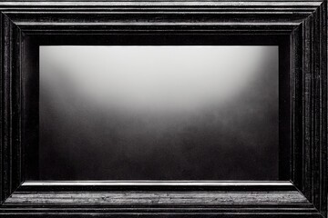 Canvas Print - Dark Grey picture frame mockup on Grey Background with Backlight., created with generative ai