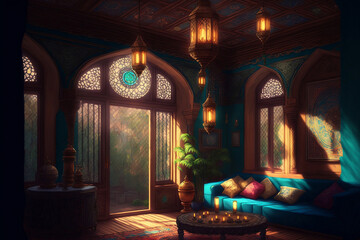 Wall Mural - interior of the house, ramadhan conceptc, generative ai