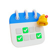 © peerapong - 3d minimal time management concept. schedule notification. meeting reminder. Calendar with a bell icon. 3d illustration.