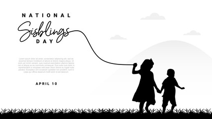 National siblings day banner poster isolated on white background celebrated on april 10.