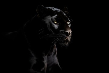 Panther isolated on black background - Generative AI