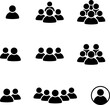People group icon set team worker user. Employee people group icon team staff. User profile symbol. Group of people or group of users. Persons symbol. Vector.
