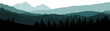 © Corri Seizinger - Forest woods hill mountains peak vector illustration banner nature outdoor adventure travel landscape panorama - Green silhouette of spruce and fir trees, isolated on white background..