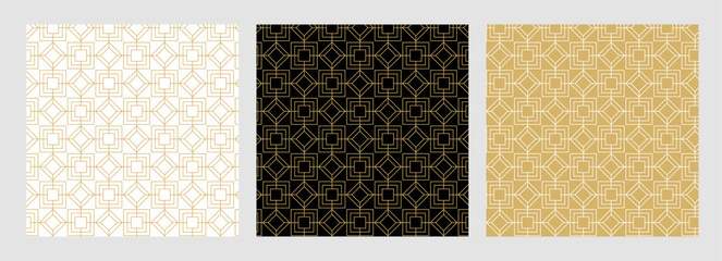 Aufkleber - Set of background pattern seamless geometric line abstract gold luxury color vector. 