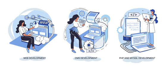 Wall Mural - website architecture concepts metaphor. web development, php and mysql, cms, interface design, softw