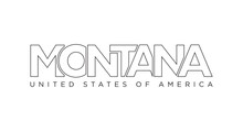 Montana, USA Typography Slogan Design. America Logo With Graphic City Lettering For Print And Web.