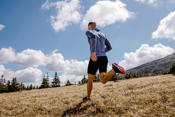 Poster - male athlete runner cross country running uphill, summer outdoors, sports photo