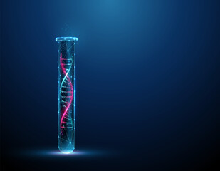 Color 3d DNA molecule helix in the lab test tube