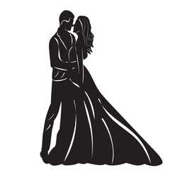 Wall Mural - silhouette bride and groom, wedding, icon, isolated