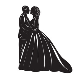 Sticker - silhouette bride and groom, wedding, icon