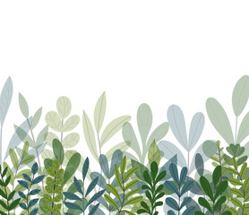 Wall Mural - white template with green leaves vector