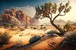 A desert with a tree is an oasis of life in an otherwise barren and inhospitable landscape. Generated by AI