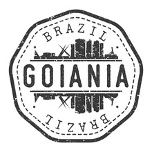 Goiânia, State Of Goiás, Brazil Stamp Skyline Postmark. Silhouette Postal Passport. City Round Vector Icon. Vintage Postage Design.
