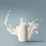 Fototapeta Łazienka - Vector illustration of fresh milk with a splash