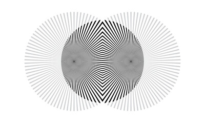 Aufkleber - Abstract art lines background. Radial lines in circle form with two centers. Art sun icon or tattoo template or logo.