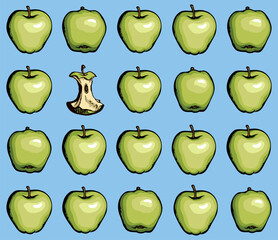 Sticker - Big tasty apples. Vector drawing