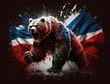 angry bear with russian flag attack the world. AI generative