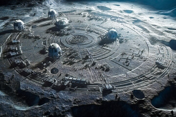 Wall Mural - future moon or other planets moons base or scientific facility. moon or outer space colonization con