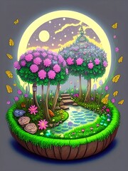 fairy garden on ablank background