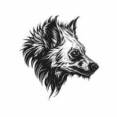 Canvas Print - Hyena Head Logo. Generative AI