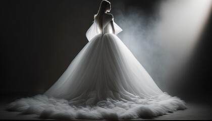 Wall Mural - beautiful, unique white color tulle wedding bridal dress