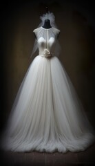 Wall Mural - beautiful, unique white color tulle wedding bridal dress