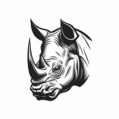 Canvas Print - Rhino Tattoo Isolated White Background. Generative AI