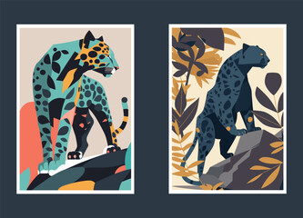 Wall Mural - Jaguar, leopard, cheetah, panther, leopard, panther. Vector illustration