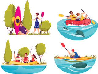 Wall Mural - River Rafting Set