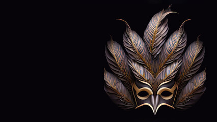 Sticker - Colourful Masquerade Mask With Feathers, Carnival Concept.