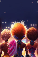 Wall Mural - Brazilian Female Dancers, Carnival Concept.