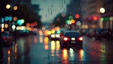 Fototapeta Sport - Dazzling City Lights In The Rain. Generative AI