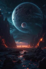 Wall Mural - exploring a alien world on another planet, made with generative ai