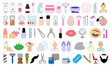 Iconos de colores para skincare, belleza, maquillaje spa, y barbería 