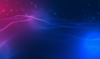 Wall Mural - abstract waving dots particle technology background design. background big data visualization futuri