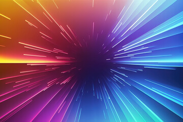 Illustration of Abstract colorful neon motion blur background, high speed shooting glowing stars in outer space, fantastic universe, big bang, explosion.