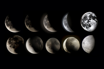 Wall Mural - Phases of the moon as a concept of the calendar and holidays. Generative AI